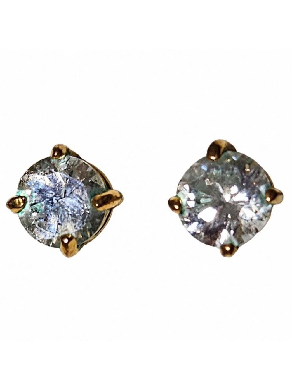 Vintage Rhinestone Solitaire Stud Earrings Gold Tone Minimalist Classic Jewelry